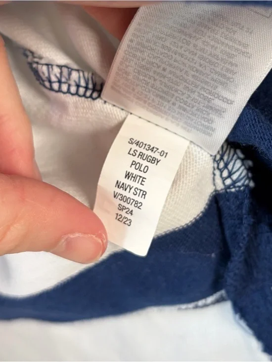 GAP Navy Striped Rugby Polo Shirt Size Large TALL - Picture 6 of 11